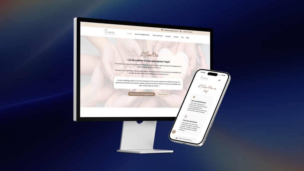 site vitrine L'ame Ose socio esthétique